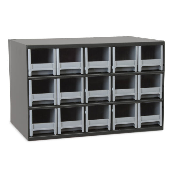 Grey, 17 x 11 x 11 Steel Modular Cabinet w/ 15 Drawers - Drawer Size 3-3/16 x 3-1/16 x 10-9/16