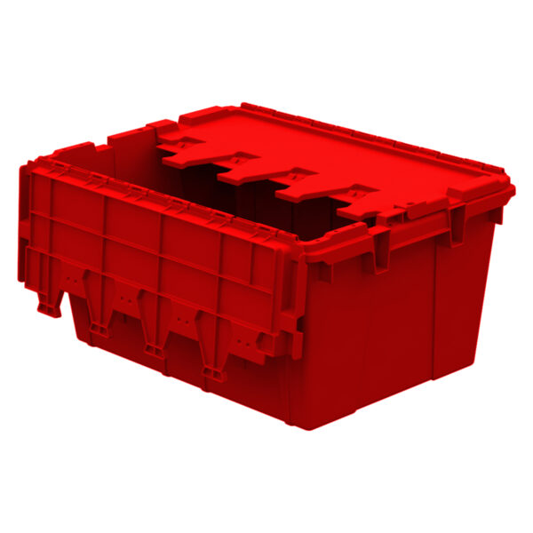 AC21150902 Red, 21 x 15 x 9 Attached Lid Container, Traction Bottom