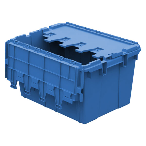 AC21151202 Blue, 21 x 15 x 12 Attached Lid Container, Traction Bottom