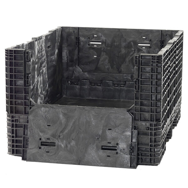 Black, 64 x 48 x 34, Extended Length Bulk Box, 2 Gates Width, 2000lbs Cap.