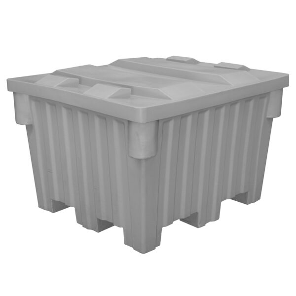 Grey, 48 x 42 x 30, 24 Cu. Ft., 1200lb Cap., Nesting Forklift Bin w/ Lid