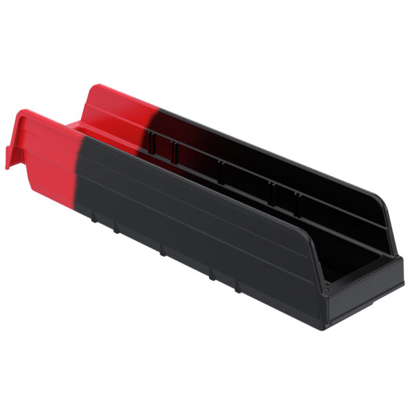 Akro-Mils 36448 Black/Red, 17-7/8 x 4-1/8 x 4  Indicator Bin (12 Per Carton)