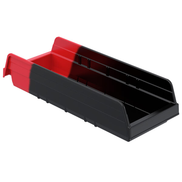 Akro-Mils 36468 Black/Red, 17-7/8 x 6-5/8 x 4 Indicator Bin (12 Per Carton)