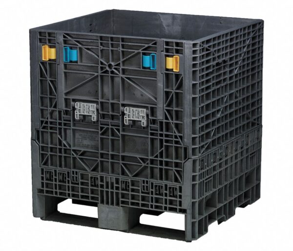 Black, 32 x 30 x 34, Industry Standard Bulk Box, 2 Gates, 1800lbs Cap.